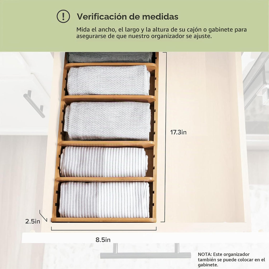 Toalla de cocina y organizador de almacenamiento, bambú