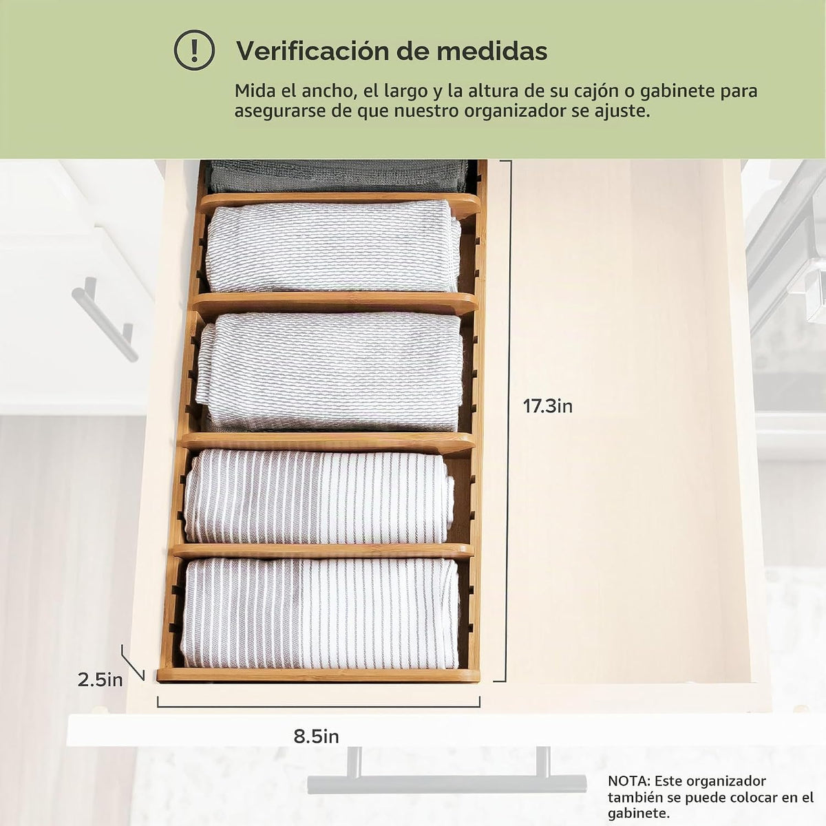 Toalla de cocina y organizador de almacenamiento, bambú
