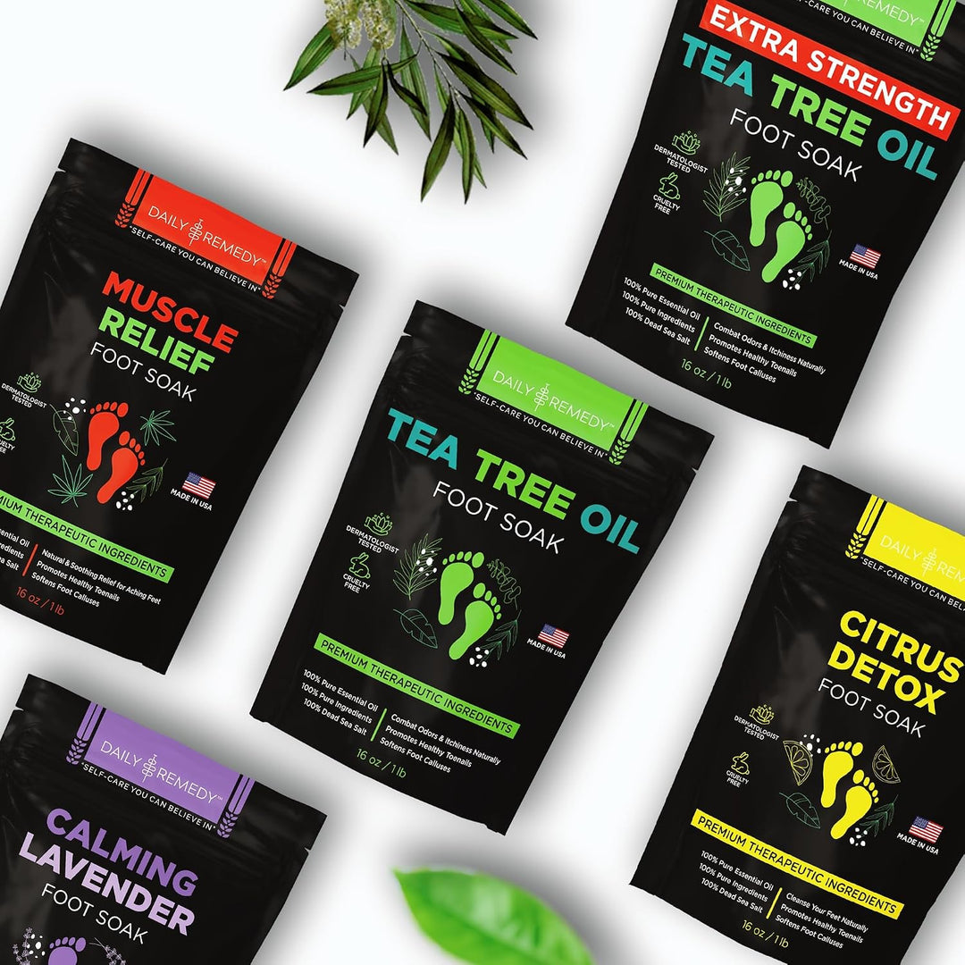 DAILY REMEDY Sales de remojo para pies, paquete variado de 4 unidad...