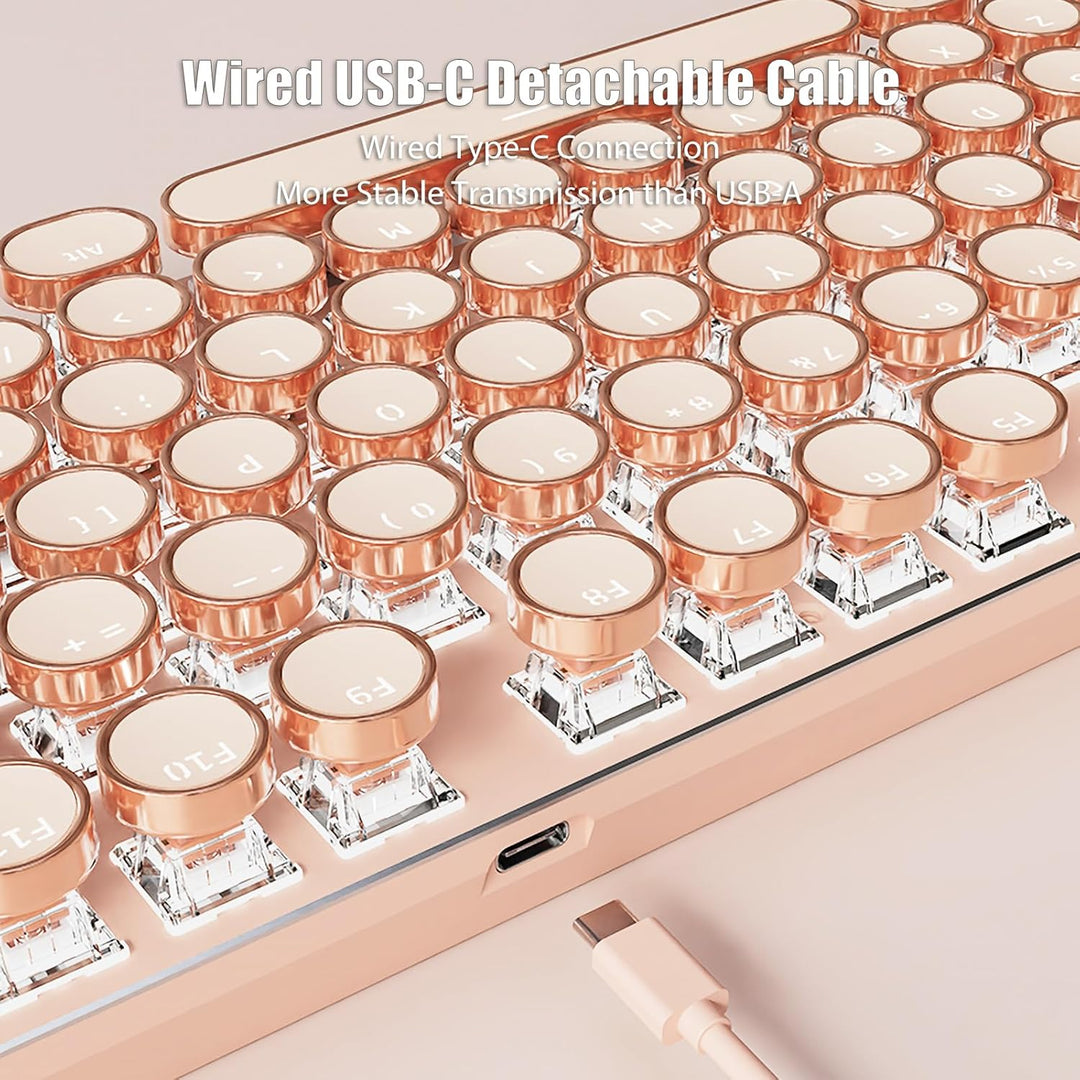 TISHLED Teclado mecánico estilo máquina de escribir para juegos con...