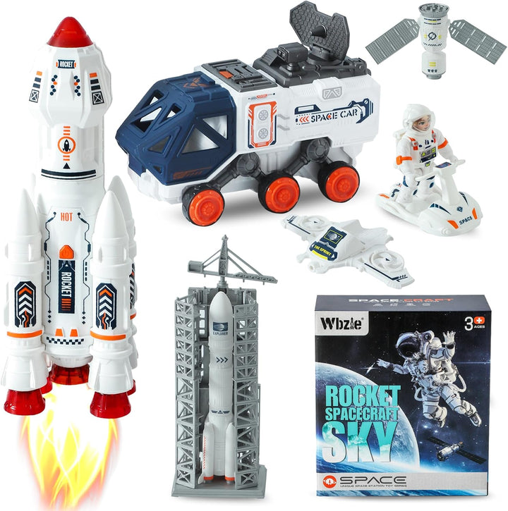 Wbzle Juguetes de nave espacial para niños, juego de cohete con efe...