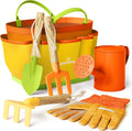 Juego de Jardinería, Kit de Herramientas, para Niños, STEM, Incluye Bolsa de Transporte, Pala, Regadera, Rastrillo, Horquilla, Paleta y Guantes (Sunshine)