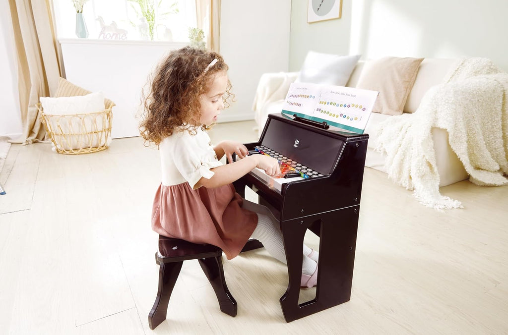 Hape Aprende con luces Piano negro con taburete