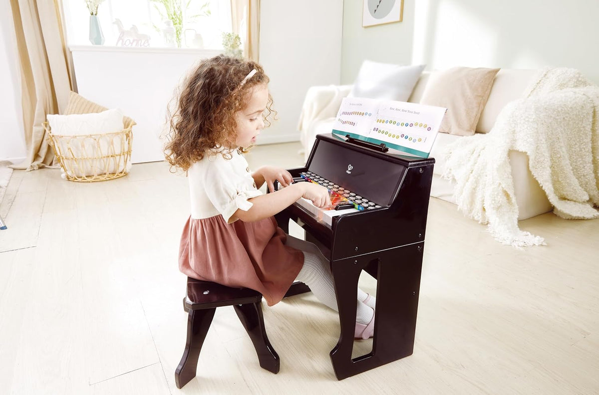 Hape Aprende con luces Piano negro con taburete