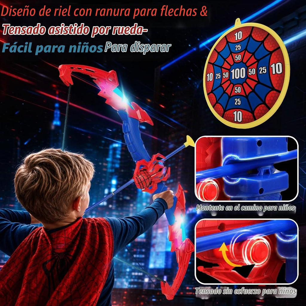 Spider Kids Bow y Arrow Set para Boys Age 4-8, Light Up Bow, Easy a Shoot