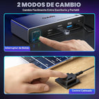 Conmutador Kvm USB C, 2 monitores, 1 escritorio y 1 portátil, estación de acoplamiento para conmutador KVM de doble monitor, 4K a 60 Hz, 2 pantallas HDMI, USB 3.0 x 3, USB C x1, PD 100 W