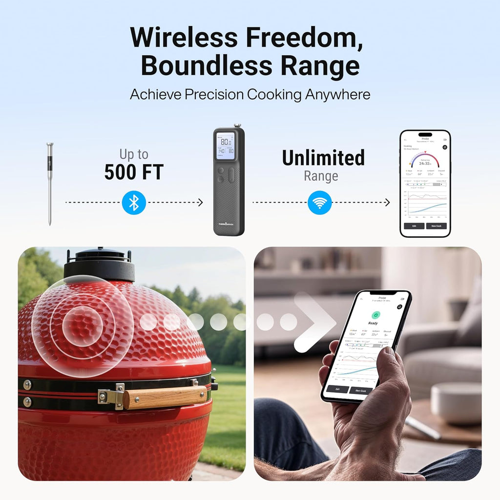 ThermoMaven Termómetro de carne inalámbrico Bluetooth inteligente con