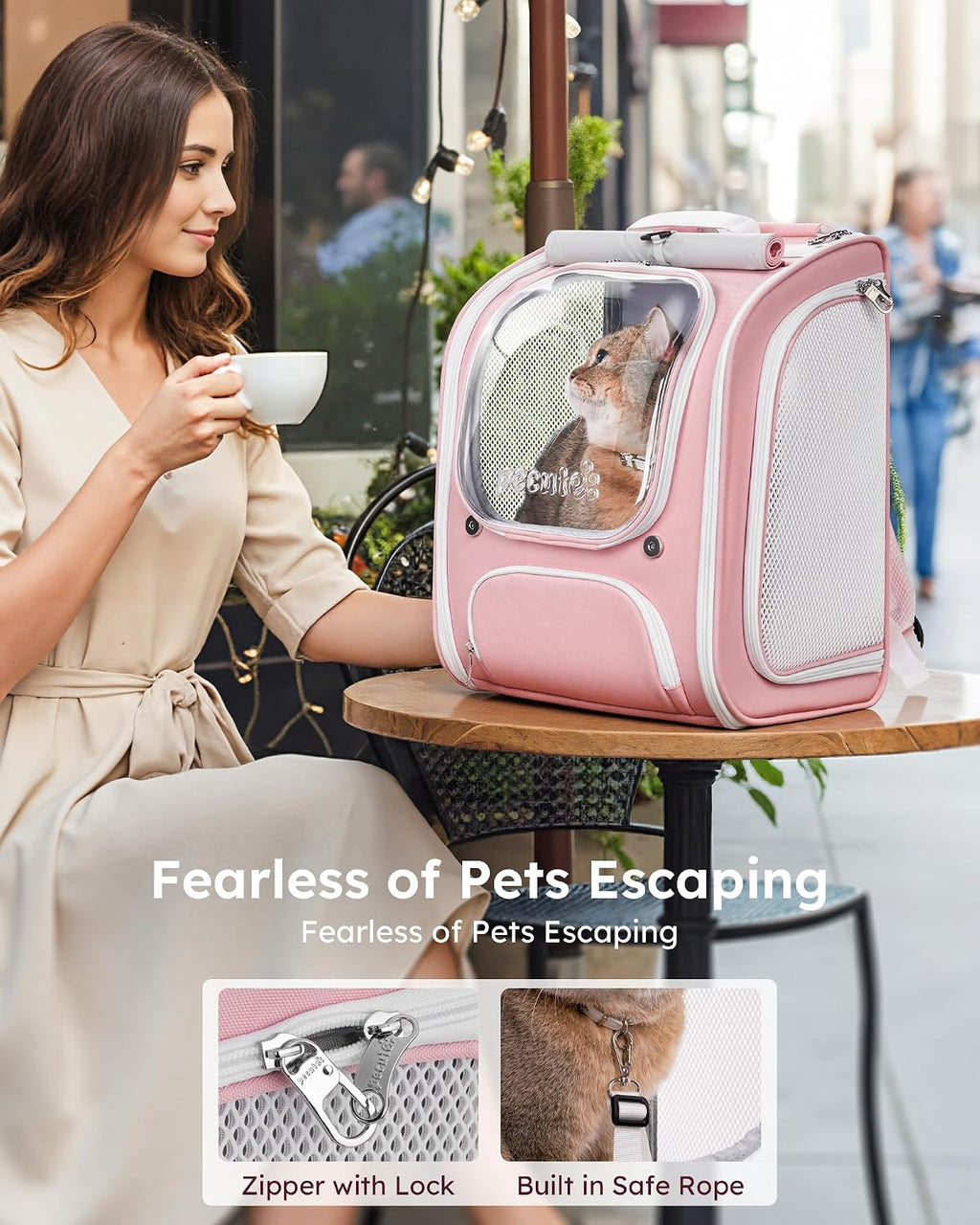 Pecute Mochila para gatos,Mochila de burbujas para gatos de gran espacio