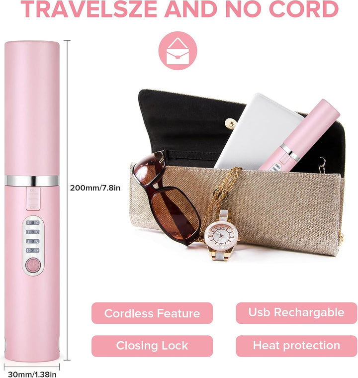 Cordless Mini Hair Straightener, USB-C Rechargeable Travel Flat Iro...