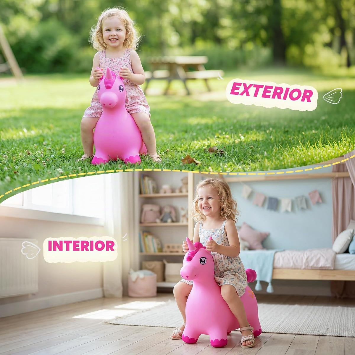 Unicorn Bouncy Animal Hopper | Bounce Ride-en Horse para Toddler 18M+