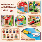 INFANS - Mesa de tren, juego de 84 piezas con cajón de almacenamiento