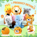 RoundFunny - 6 lindos animales de peluche de safari, juguetes de peluche de la selva de 7 pulgadas