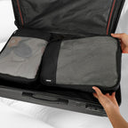 Cubos de embalaje para viajes, 4 cubos de embalaje para maletas, bolsa organizadora de equipaje de malla ligera con doble cremallera, color negro