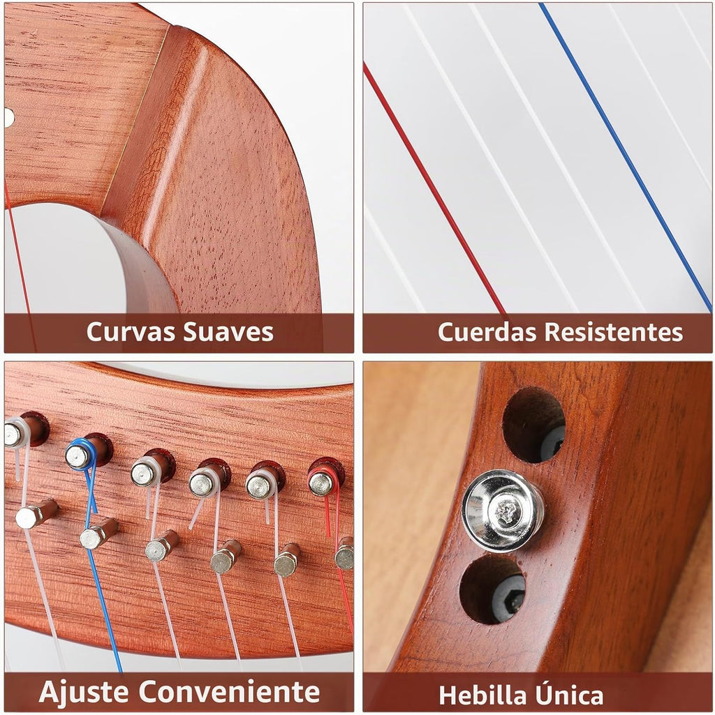 LOTKEY Arpa de 19 cuerdas, arpas de caoba maciza de 29 pulgadas con bolsa de concierto, llave de afinación, correas, instrucciones para jugador profesional de arpa de lira, principiantes, adultos F3 G3 A3 B3 C4 D4 E4 F4 G4 A4 B4 C5 D5 E5 F5 G5 A5 G5 A4 37