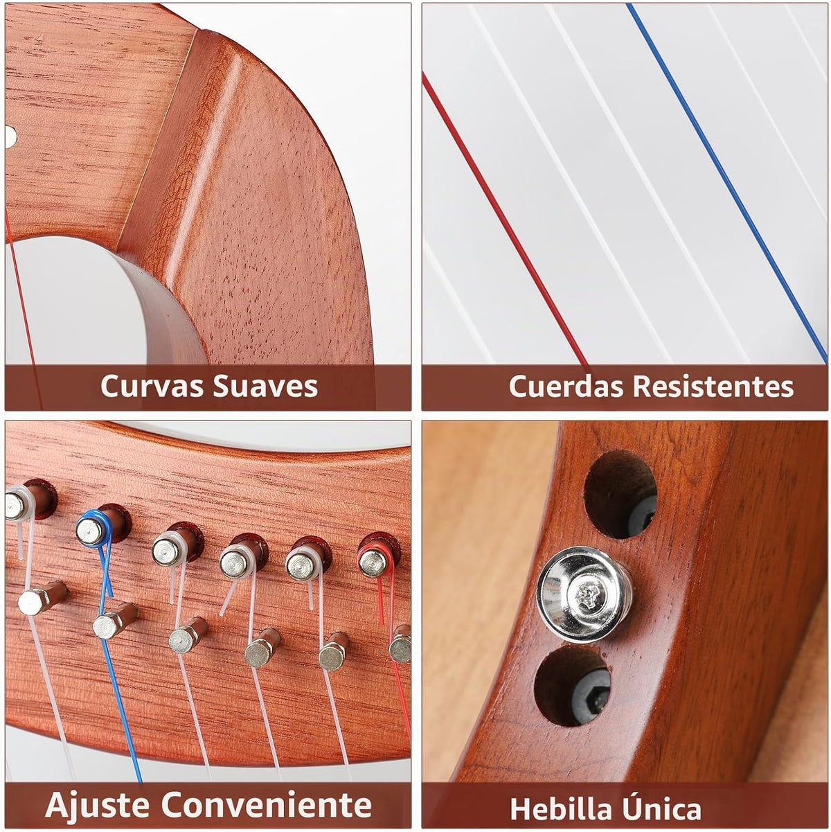 LOTKEY Arpa de 19 cuerdas, arpas de caoba maciza de 29 pulgadas con bolsa de concierto, llave de afinación, correas, instrucciones para jugador profesional de arpa de lira, principiantes, adultos F3 G3 A3 B3 C4 D4 E4 F4 G4 A4 B4 C5 D5 E5 F5 G5 A5 G5 A4 37