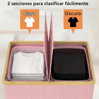 efluky Cesta doble para ropa sucia con tapa y 2 bolsas extraíbles