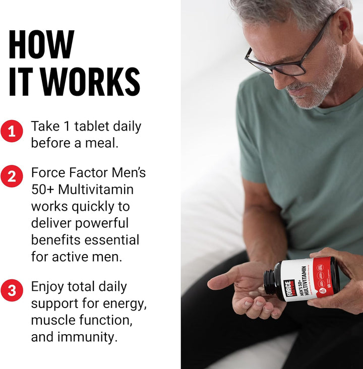 Force Factor Multivitamínico 50 Plus para hombres con 26 vitaminas...