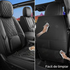 Funda de asiento de automóvil ajuste personalizado para Dodge Ram 1500 2500 3500 2002-2026 juego de fundas de asiento de piel sintética compatible con cojines de cabina regular Crew Quad para camioneta (negro, asiento delantero)