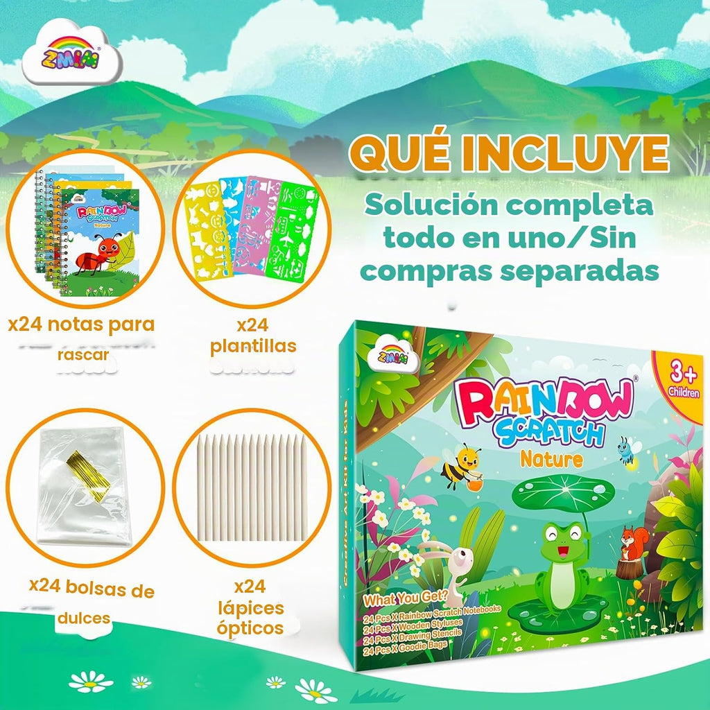 ZMLM Paquete de 24 cuadernos con diseño de arco iris para niños, recuerdos