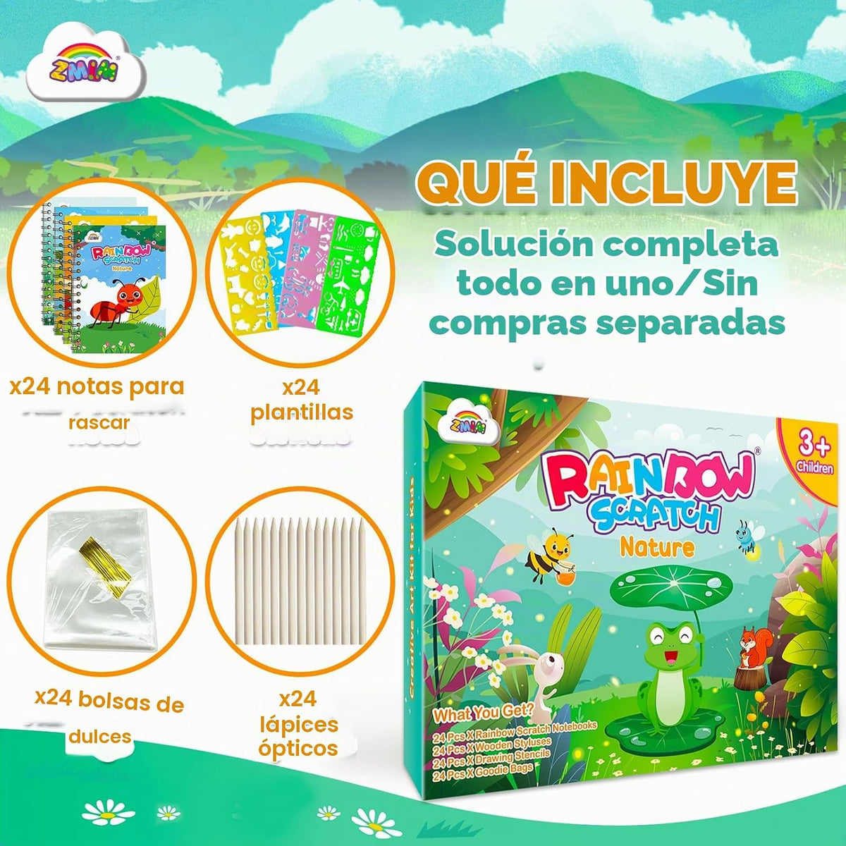 ZMLM Paquete de 24 cuadernos con diseño de arco iris para niños, recuerdos