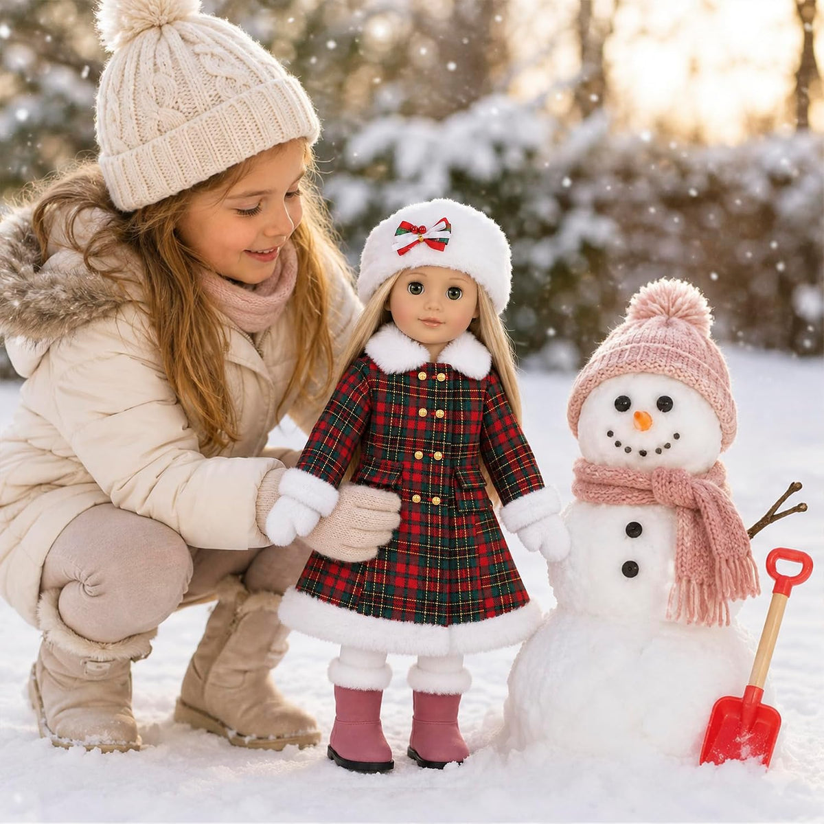 Set de Ropa y Accesorios para Muñeca Americana de 18 Pulgadas, 7 Piezas, Navidad