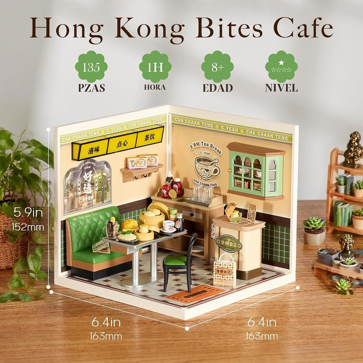 Rolife Super Creator - Juego de construcción de casas de plástico en miniatura con LED, adecuado para figuras pequeñas, juguetes de construcción, kit de diorama, regalos para adolescentes y adultos (Hong Kong Bites Cafe)