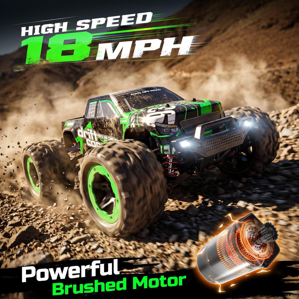HOLYFUN Coche RC de 18 MPH, camión de control remoto todoterreno de alta velocidad 4WD escala 1:18