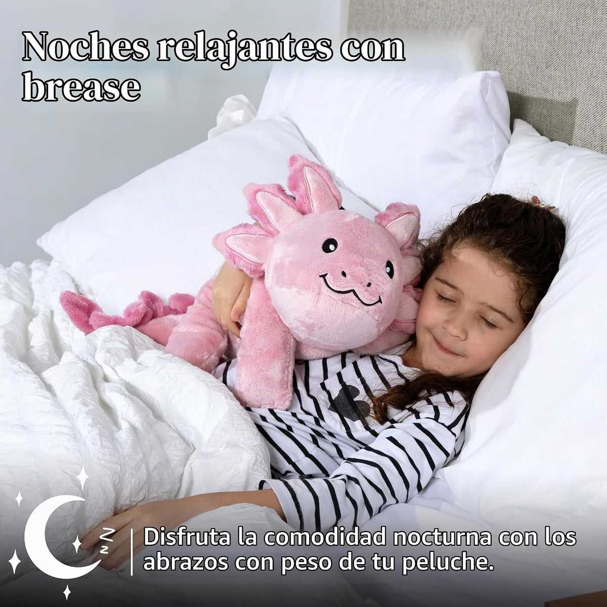 Brease Peluche de Dragón Axolotl Rosa con Peso de 5 libras Sin Fragancia - Juguete de Peluche Suave y Grande para Comodidad, Calma y Relajación, Compañero Ideal para Abrazar para Niños y Adultos
