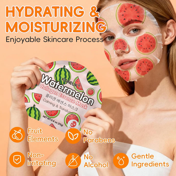KONEUK Paquete de 18 mascarillas faciales de frutas coloridas para...