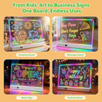 Tablero de dibujo LED de 16" para niños, tableta de escritura con luz de