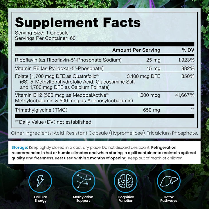 Vitaminas del complejo B metiladas, fabricadas en Estados Unidos, s...