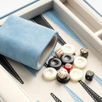 Juegos de backgammon para adultos y niños, tablero clásico de backgammon con dados de damas únicos, funda plegable de piel sintética de backgammon para backgammon (color azul)