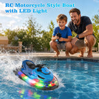 Barco a control remoto, barco a control remoto para niños y adultos, barcos RC para piscina y lago, barcos acuáticos con luz LED, barco eléctrico a control remoto, juguete de verano con