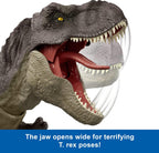 Jurassic World T-Rex figura de acción, juguete de dinosaurio, ataque de mordisco