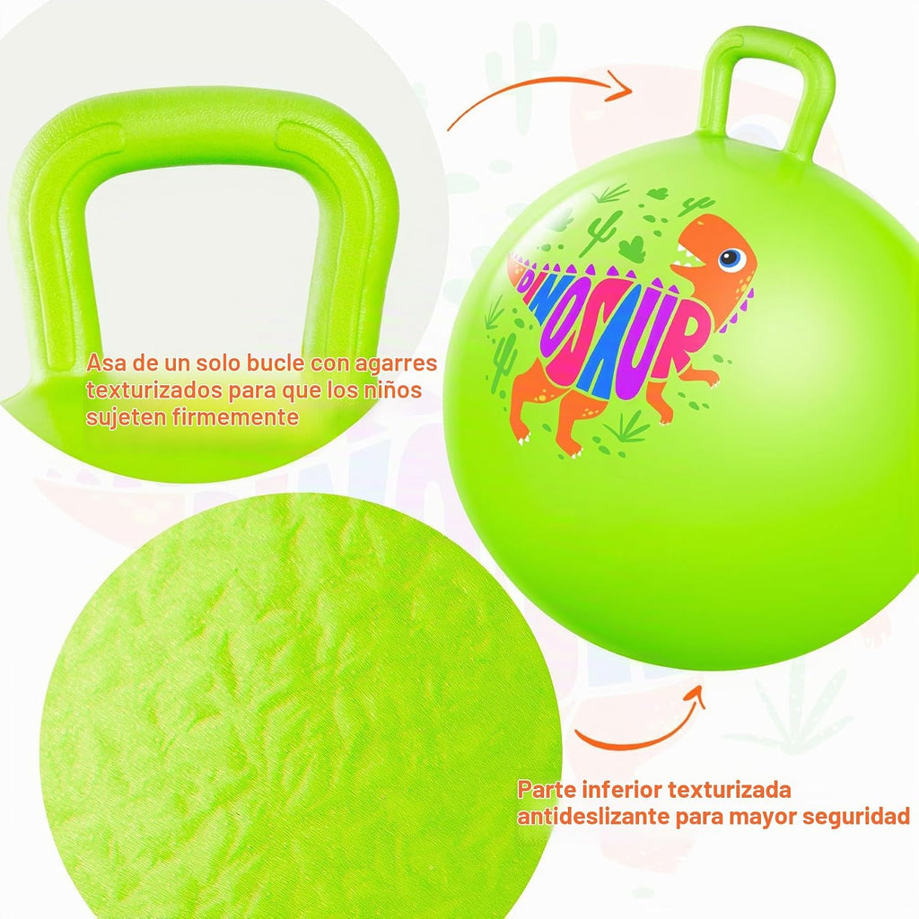 Bola de tolva para niños de 3 a 8 años, pelota hinchable de 18 pulgadas con asa, dinosaurio verde