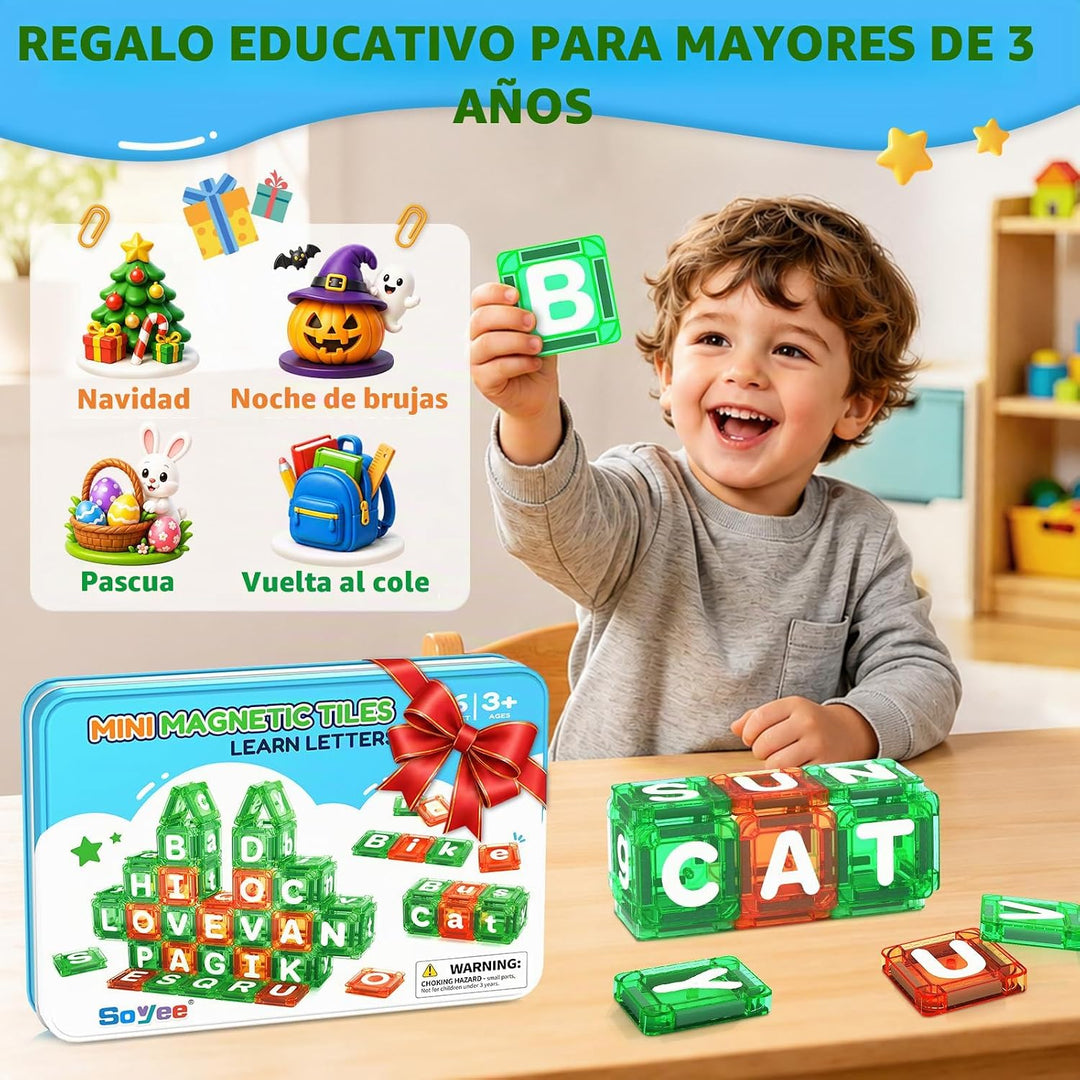 Bloques de construcción magnéticos para niños de 3 a 12 años, letra...