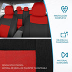 BDK PolyPro - Juego completo de fundas de asiento de coche en rojo sobre negro, fundas de asiento dividido delantero y trasero, fácil de instalar, accesorios para automóviles, camiones, furgonetas