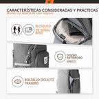 SKYSPER - Mochila de bandolera con bloqueo RFID, mochila cruzada en el hombro, mochila de viaje y senderismo, mochila de día para mujeres y hombres (gris oscuro)