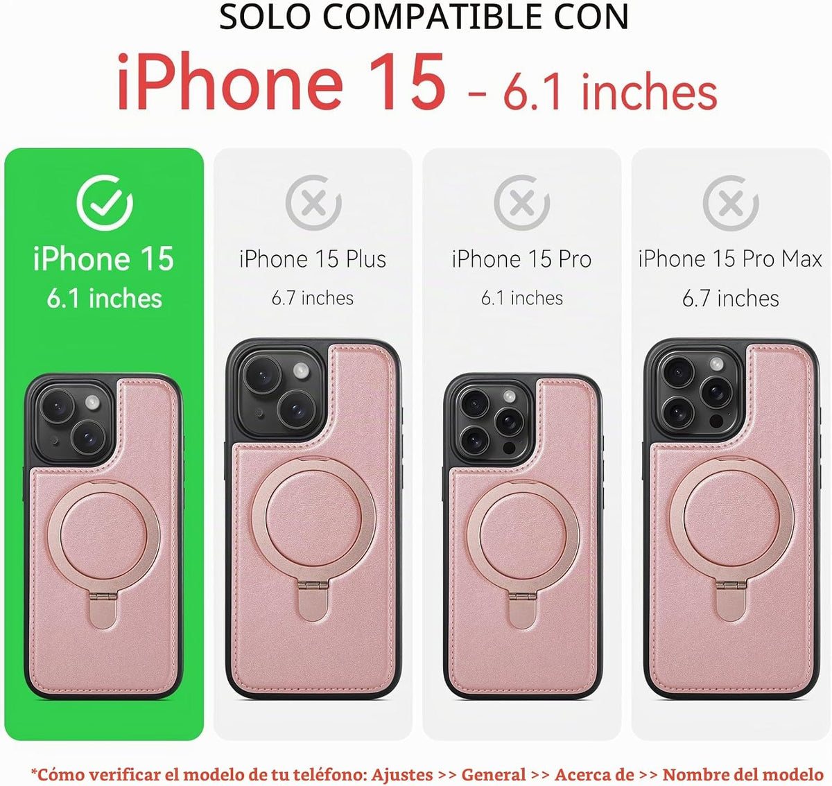 Funda para iPhone 15 con Soporte Compatible con Magsafe de Cuero Delgado y TPU Duradero a Prueba de Caídas Kickstand Magnético Funda Protectora para Teléfono con Protector de Pantalla de