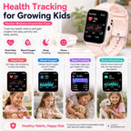 Reloj inteligente para niños de 5 a 12 años, juegos de funciones Ai con pantalla táctil HD, con cámara de video, reproductor de música, podómetro, ritmo cardíaco, rastreador de sueño, regalos de Navidad y cumpleaños para niñas (rosa, 1.85 pulgadas)