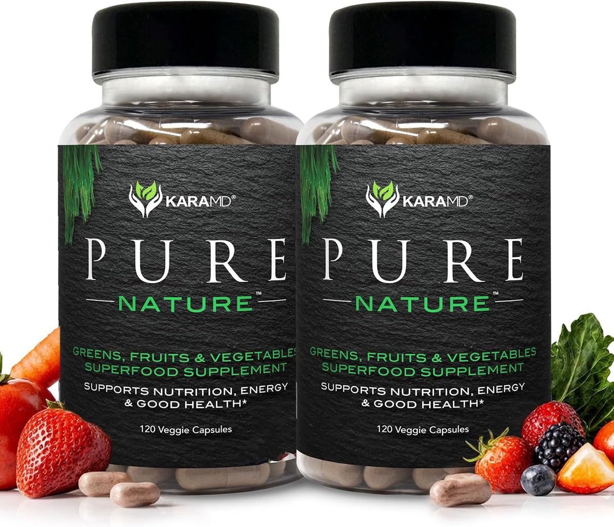 KaraMD Pure Nature, más de 20 frutas, verduras y verduras integrales, 240 unidades (paquete de 2)
