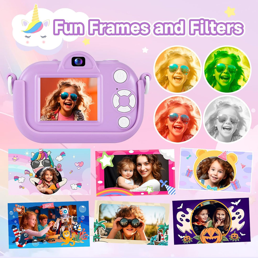 MAVOKIS Cámara digital para niños de 3 a 8 años, cámara 1080P para...