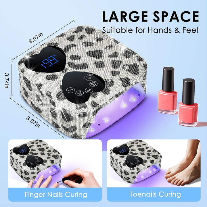 HUITINE - Lámpara de uñas LED UV, inalámbrica, 80 W, recargable, lu...