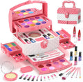 PERRYHOME Juego de maquillaje para niños para niña, 56 piezas, cosméticos