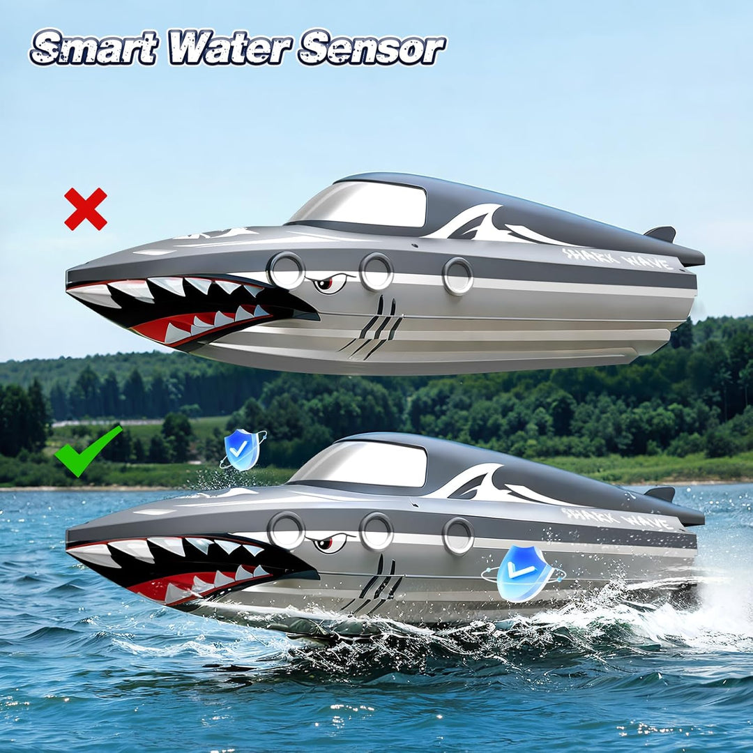 Barco RC de tiburón para niños y adultos, barco de carreras de cont...