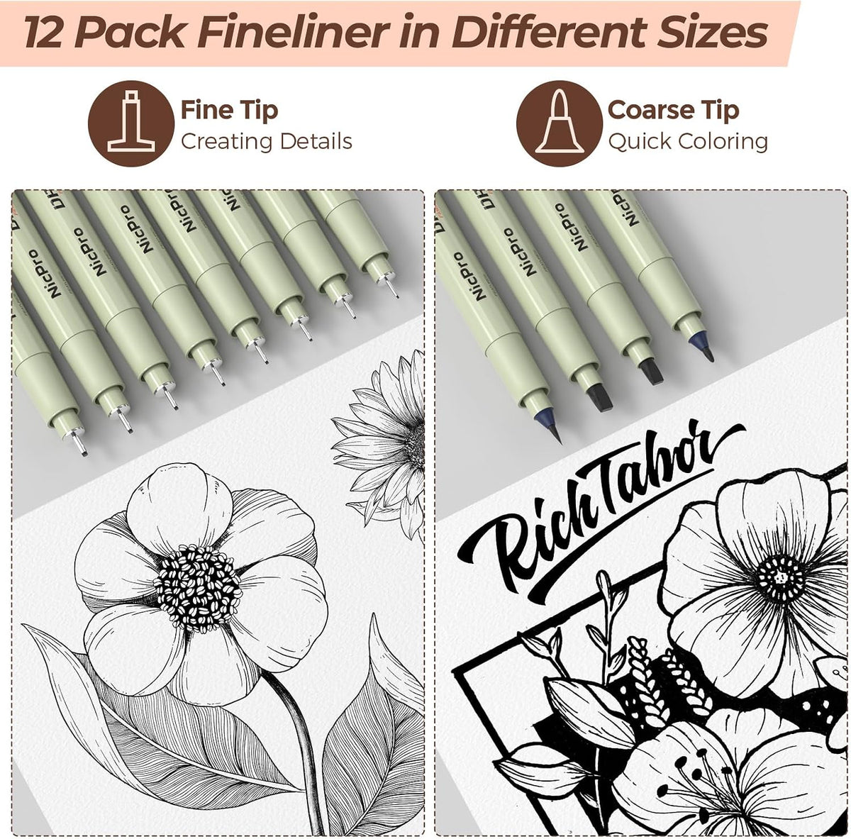 Nicpro Kit de 180 suministros de dibujo artístico, suministros de arte