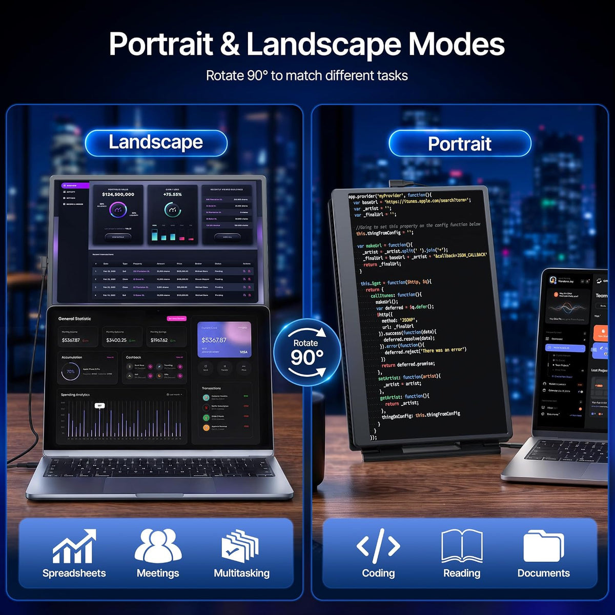 Extensor de pantalla para laptop de 15.6", 5 modos y monitor portátil
