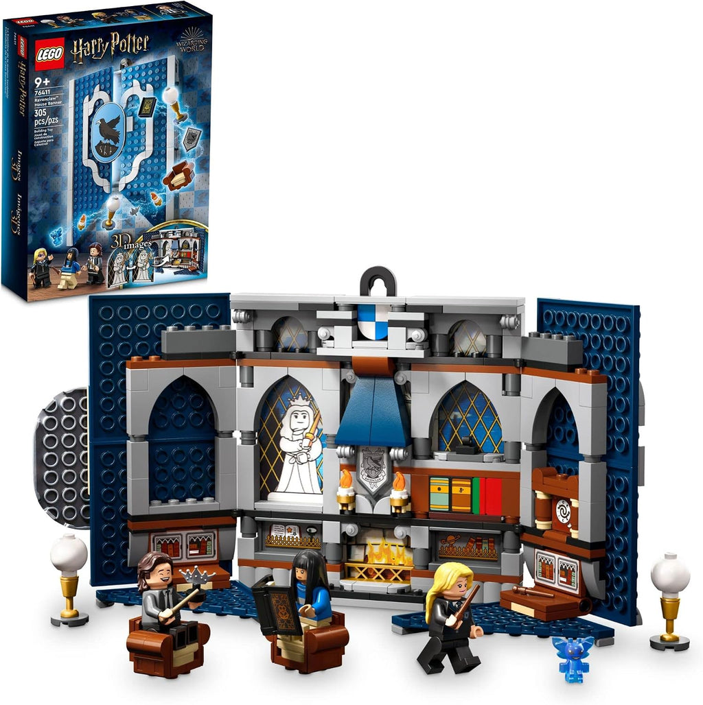 Lámpara LEGO Harry Potter Estandarte de la Casa Ravenclaw Kit de Construcción 76411-Decoración de Pared 3D de Habitación de Harry Potter, Excelente Set de Regalo para Niños y Niñas, Sala Común del Castillo de