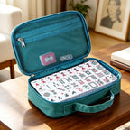 Juego de mahjong americano prémium con bolsa de transporte duradera verde, 166 azulejos blancos, incluye fichas y dados, juego de azulejos Mahjong portátil de viaje completo