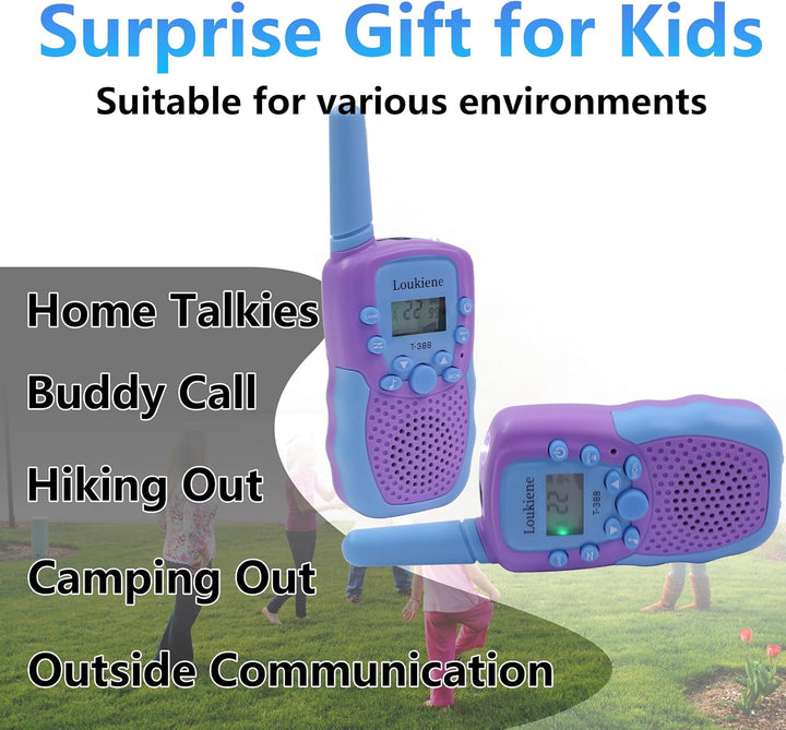 LOUKIENE Walkie Talkies para niños de 22 canales de radio de 2 vías...